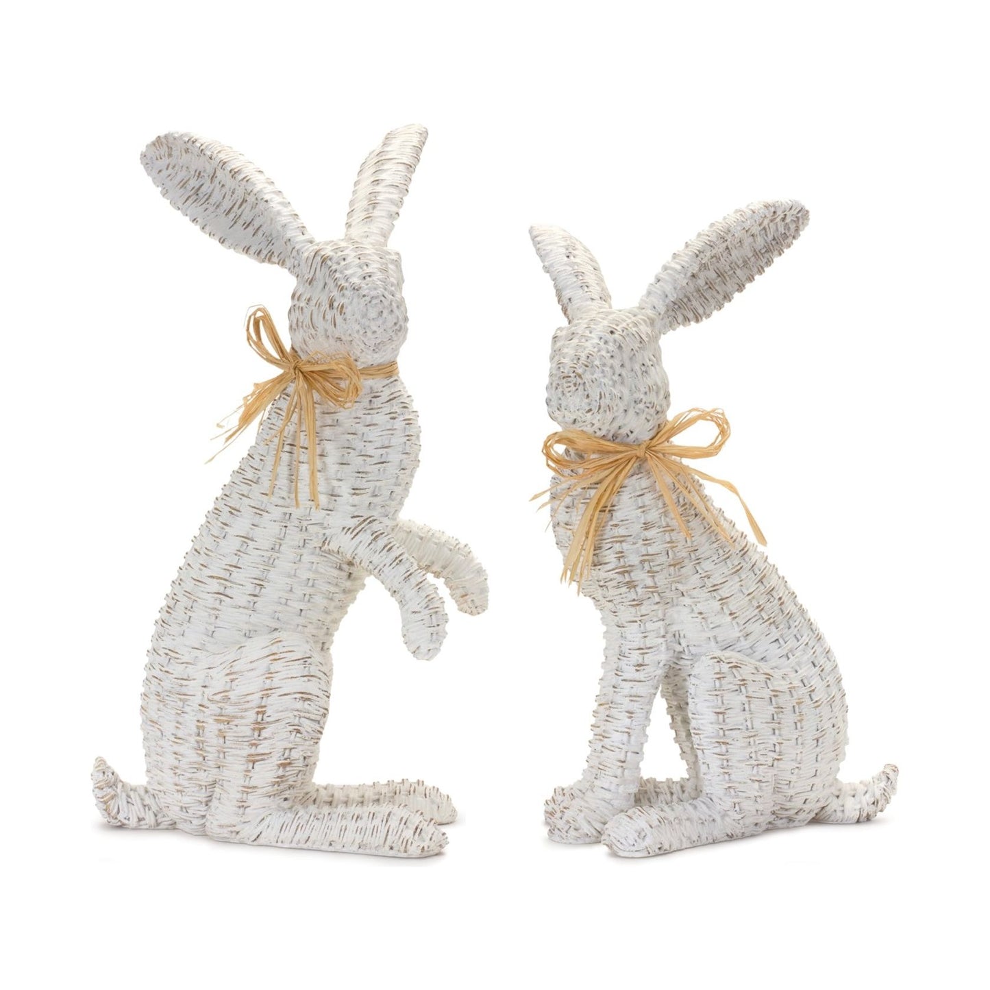 Wicker-Look Rabbit Statues (Set/2 asst) 15.25"H, 17.75"H Resin from Melrose Intl 89427-FREE SHIPPING & $119.