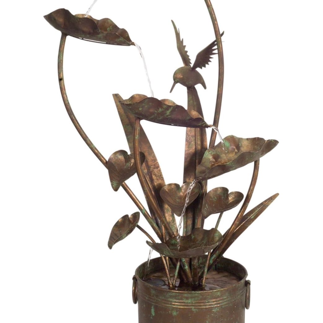 Rustic Anthurium and Hummingbird Fountain Style 74251, 39.5"H Iron from Melrose International 74251- FREE SHIPPING & $199.