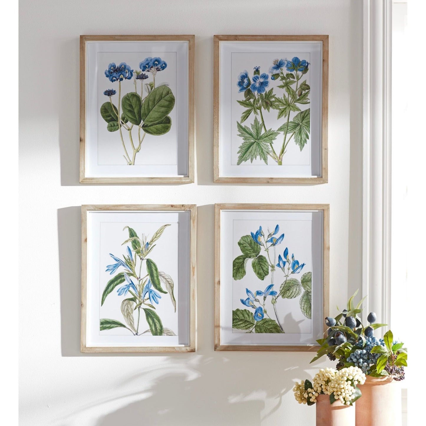 Framed Floral Print Set/4 13.75"L x 17.5"H Wood/MDF/Glass from Melrose International, 92019, FREE SHIPPING - $159.