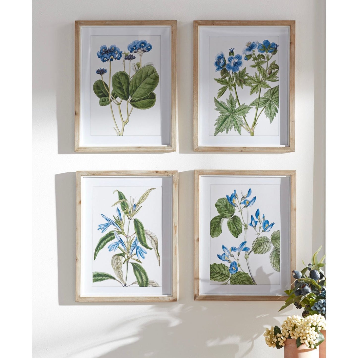 Framed Floral Print Set/4 13.75"L x 17.5"H Wood/MDF/Glass from Melrose International, 92019, FREE SHIPPING - $159.