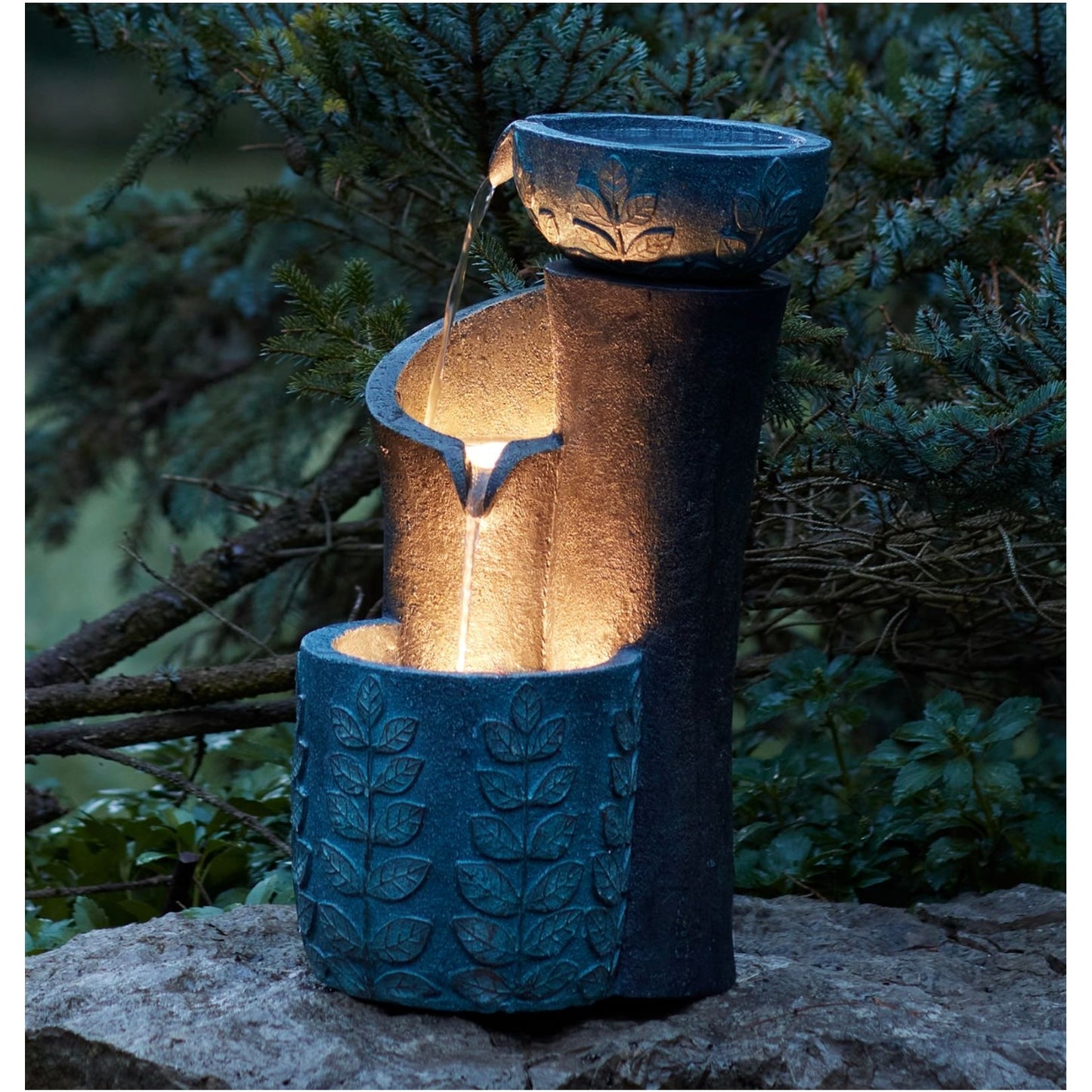 Cascading Leaf Bowl Fountain 12”L x 19.5"H, Resin UL Pump, 92739 from Melrose Int’l - $147. & FREE SHIPPING