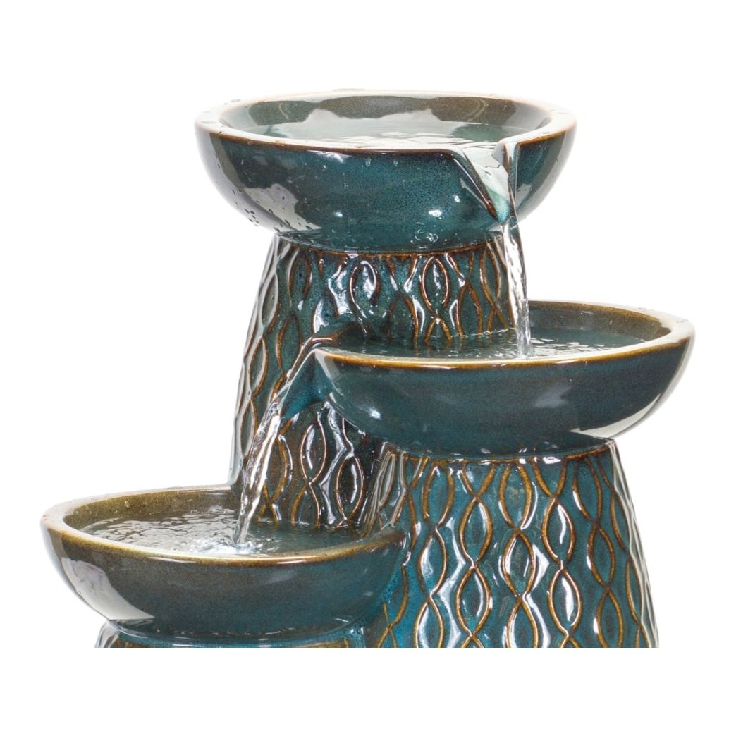 Ceramic Tiered Bowl Fountain with Blue and Black Finish 15.5"L x 23"H from Melrose Int’l - FREE SHIPPING