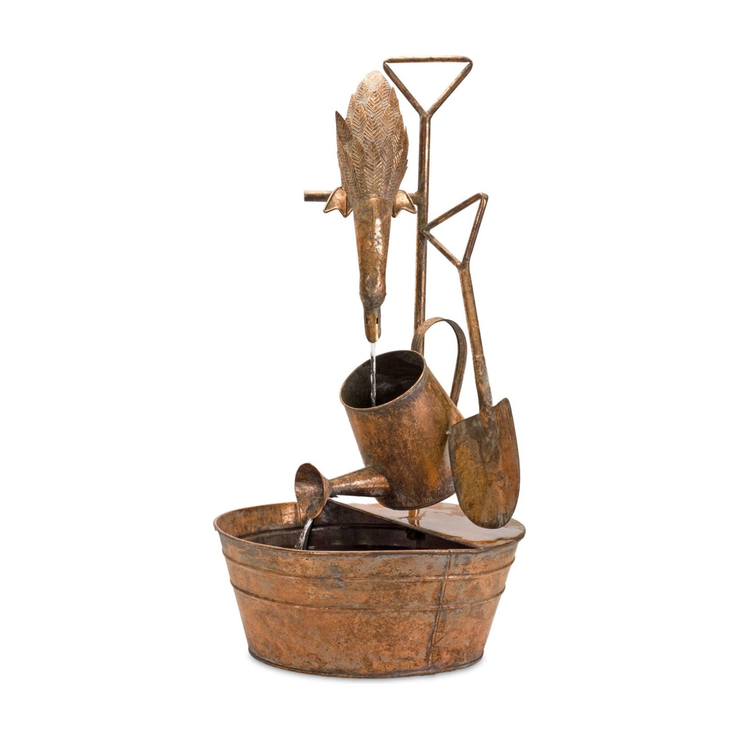 Rustic Metal Fountain w/Duck & Watering Can 33"H from Melrose International - FREE SHIPPING & $202.