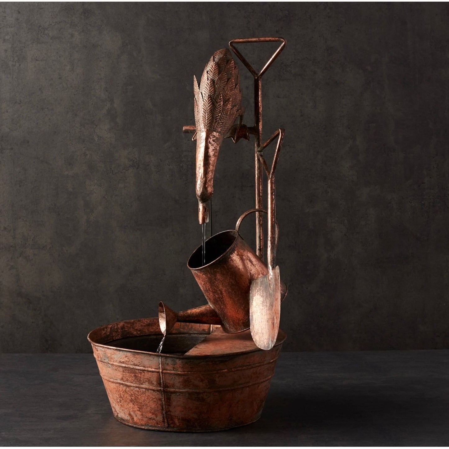Rustic Metal Fountain w/Duck & Watering Can 33"H from Melrose International - FREE SHIPPING & $202.
