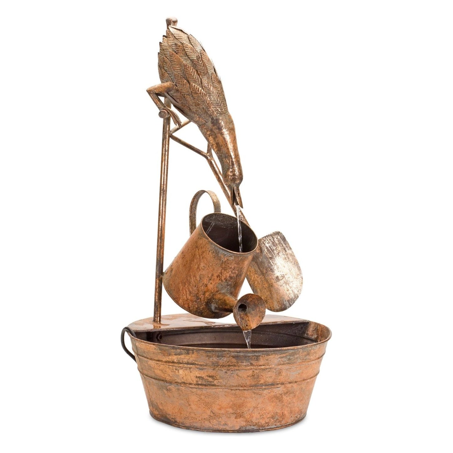 Rustic Metal Fountain w/Duck & Watering Can 33"H from Melrose International - FREE SHIPPING & $202.