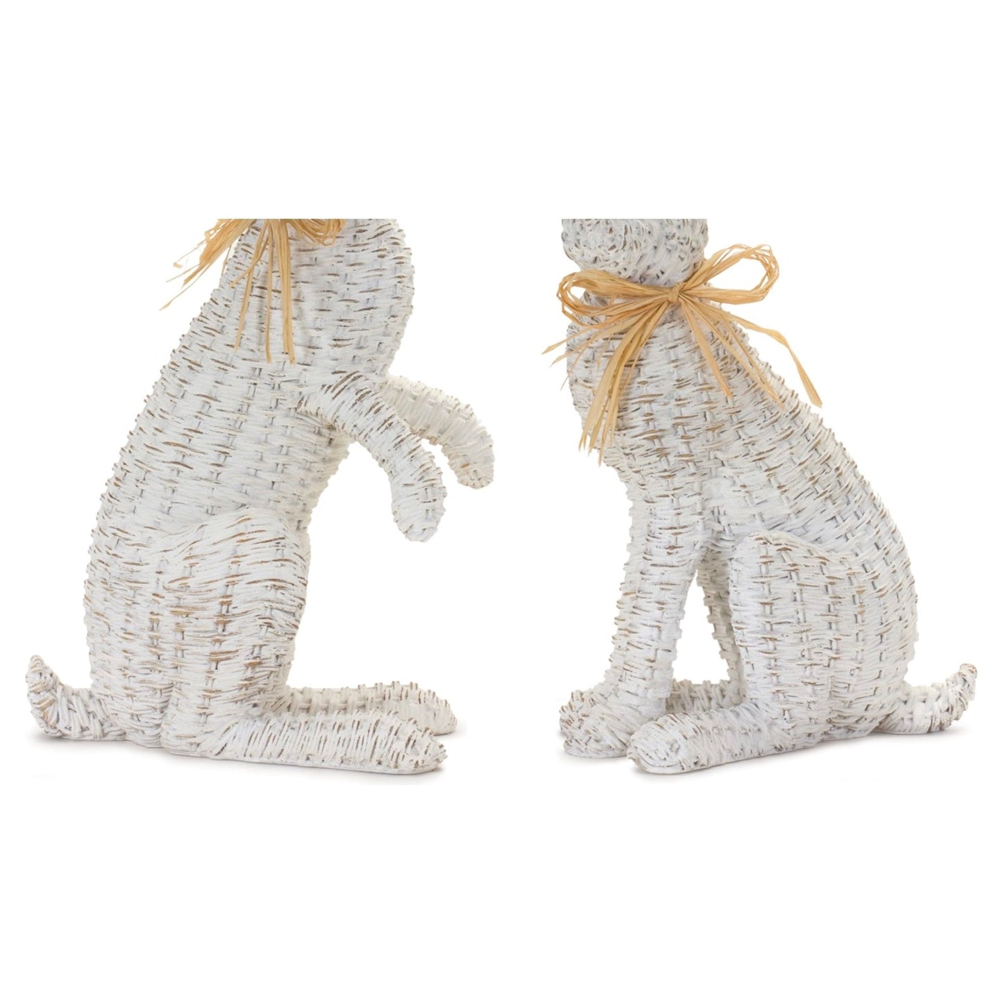 Wicker-Look Rabbit Statues (Set/2 asst) 15.25"H, 17.75"H Resin from Melrose Intl 89427-FREE SHIPPING & $119.